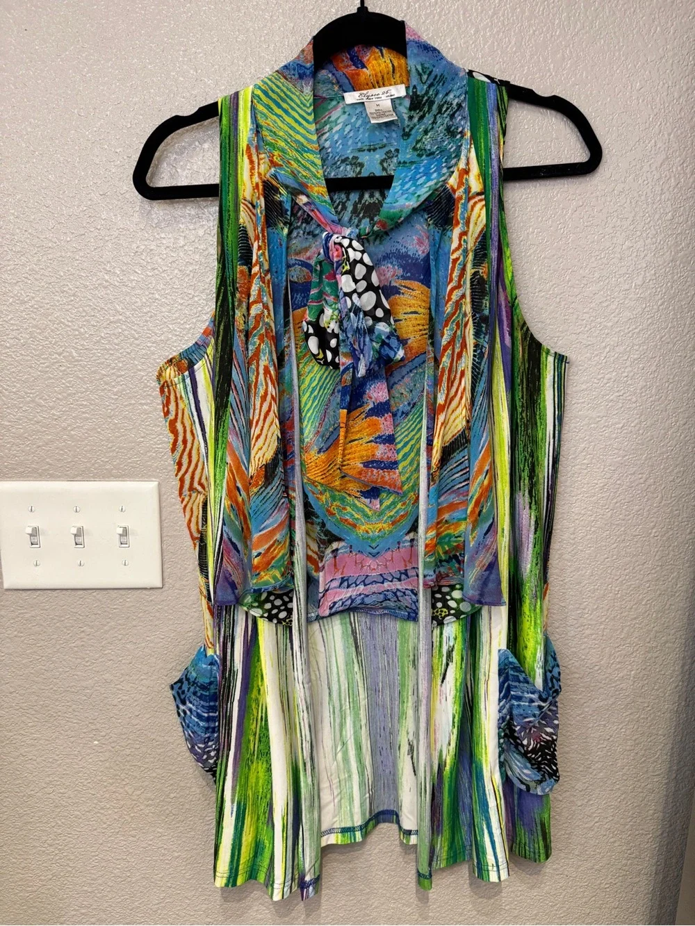 Elysee 26 Multicolor Mixed Print Art to Wear Lagenlook Vest Size M